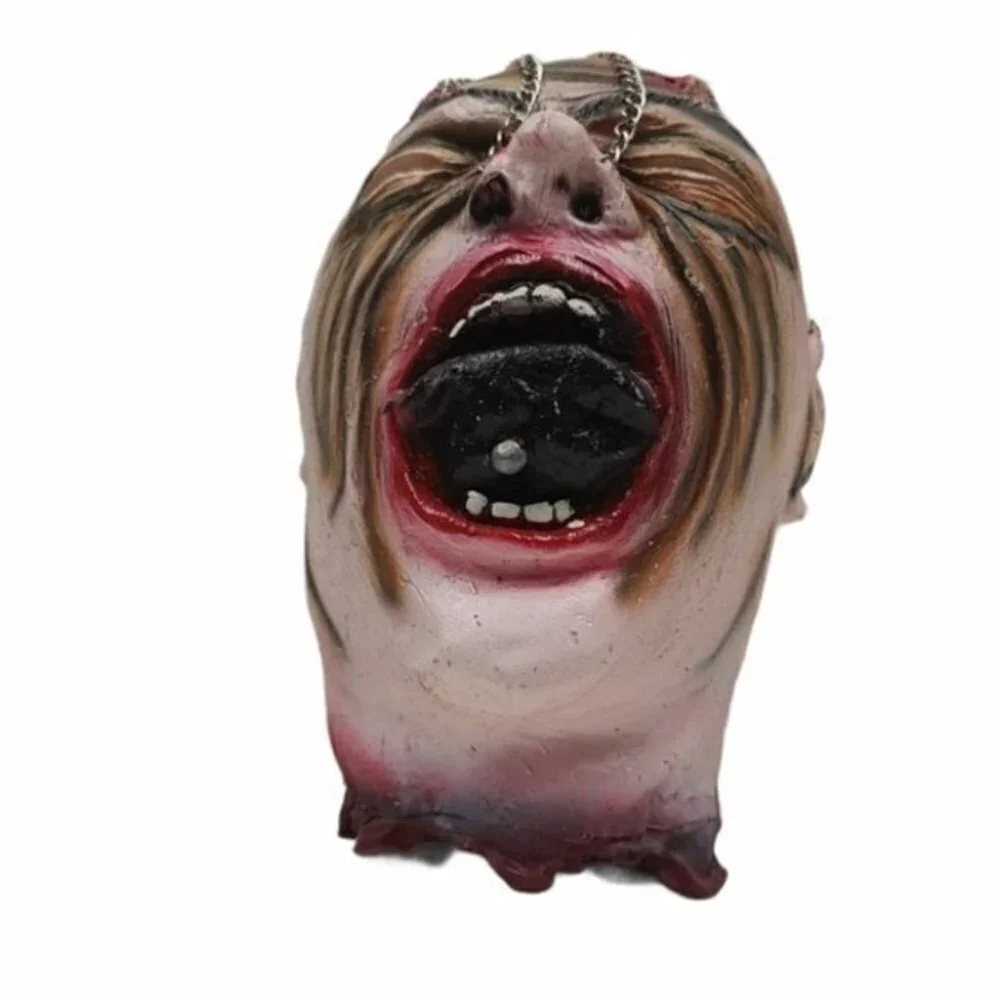 Halloween Fake Scary Chain Hanging Prop Head Party Decor Decoration